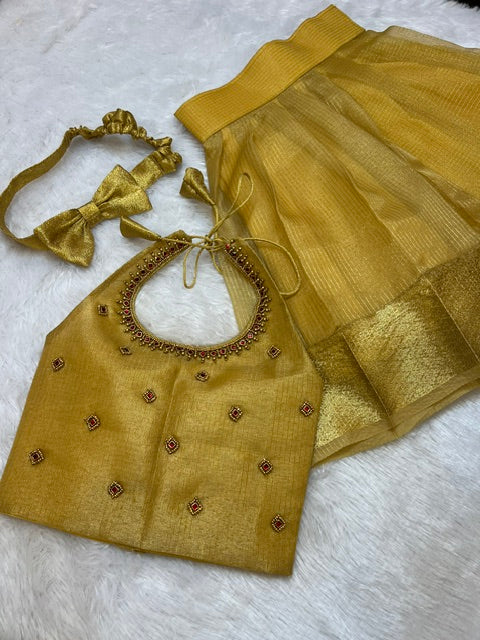 Golden Designer MiniPattu with Headband