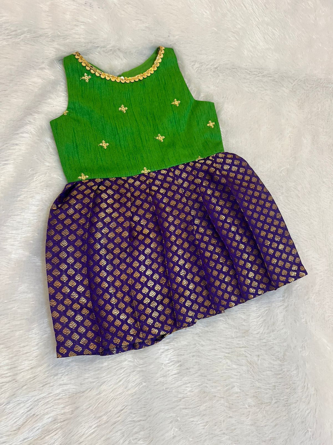 Adithi Green purple frock