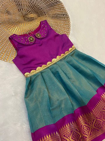 Shiya - Purple blue Peterpan collar Frock