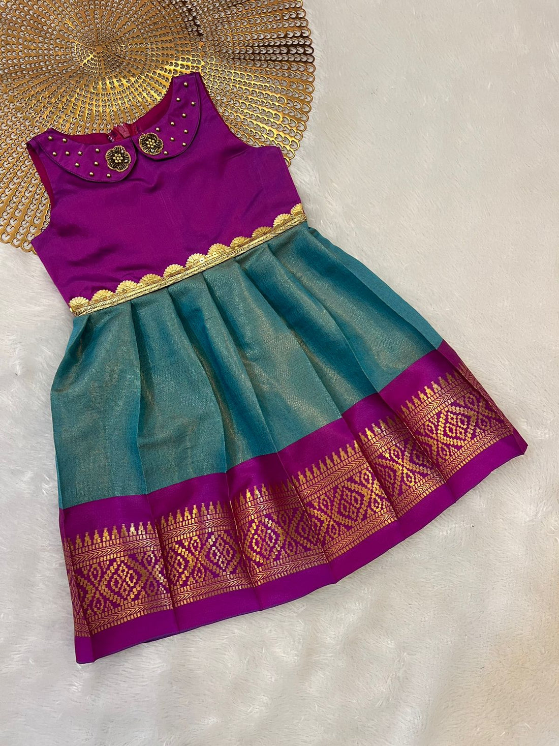 Shiya - Purple blue Peterpan collar Frock