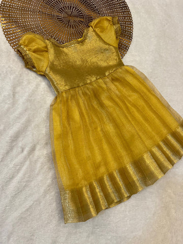 Naira -Golden Puff Sleeve Frock