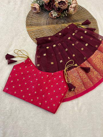 Ruhi Maroon Pink Minipattu