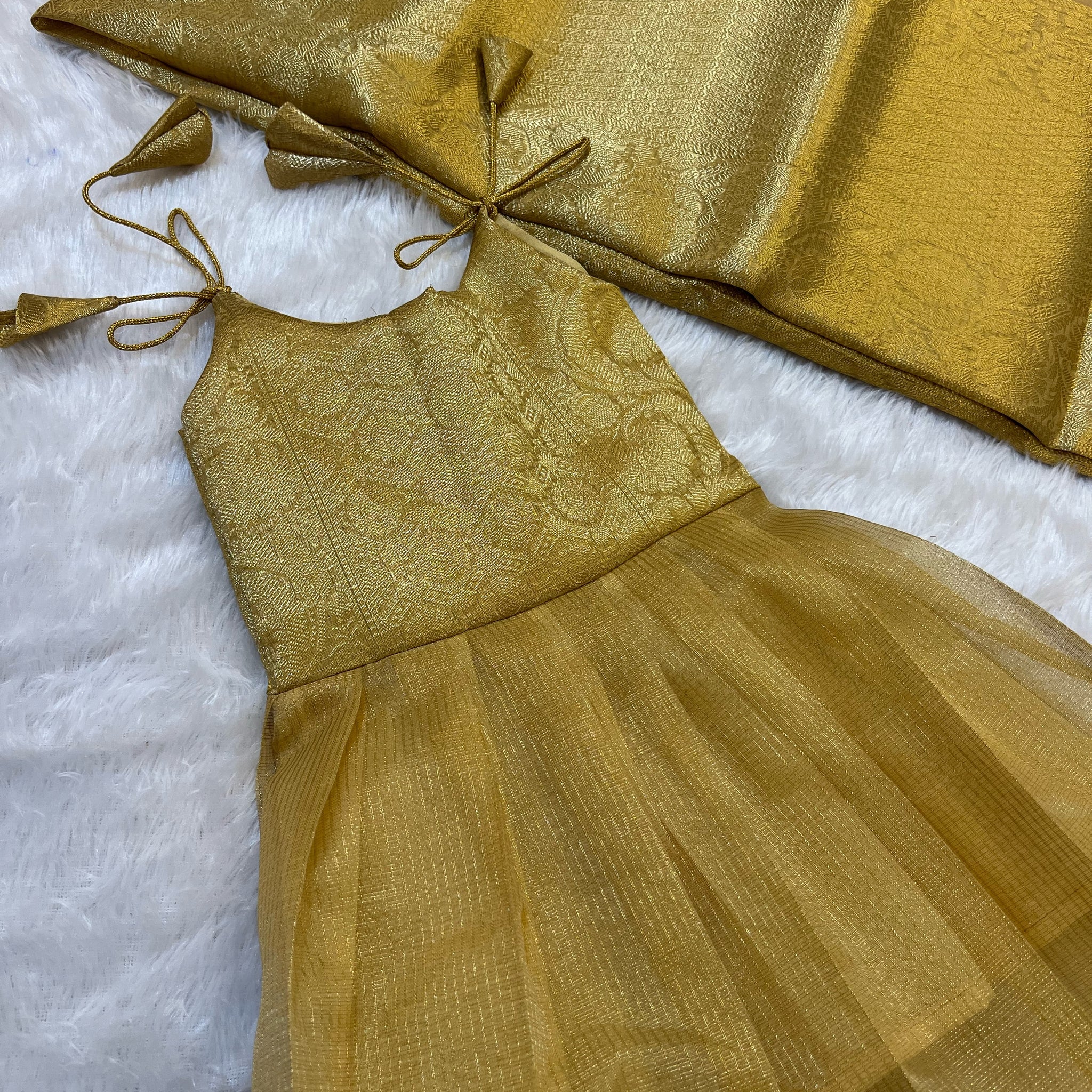 Golden tissue silk Minipattu with Golden Saree